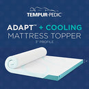 Tempur-Pedic TEMPUR-Adapt + Cooling 3-Inch Twin Mattress Topper Medium Luxury Premium Foam, Washable Cover, Medium Cooling Topper,White