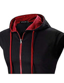 STTLZMC Men's Casual Sleeveless Hoodie Zip Up Vest with Pockets Tank Tops,Black 1,L
