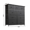 Luxsuite Chest of 9 Drawers Tower Dresser Tallboy Storage Cabinet Closet Organizer Unit Fabric Bin Wood Top Black Bedroom Living Room