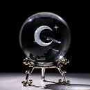 60mm 3D Moon Planet Laser Engraved Crystal Ball Glass Sphere Paperweight Home Art Decor Crafts with Stand