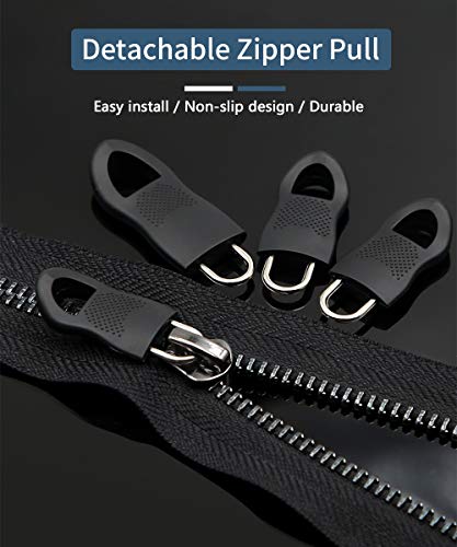 (Black Zipper Pull Kit) - Zipper Pull, Universal Zipper Pull Replacement Kit, Removable Zipper Pulls Tab Replacement (20 Pcs), Black Zipper Pulls for Jackets, Luggage, Backpacks, Purses, Boots, Pants, Tents, (3 Styles 4 Sizes)