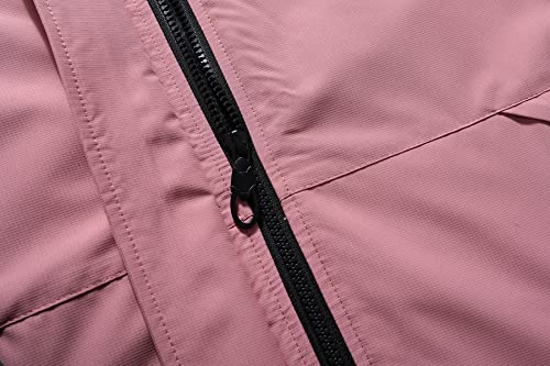 Women's Mountain Waterproof Ski Jacket Windproof Rain Windbreaker Winter Warm Hooded Snow Coat, Pink, Small