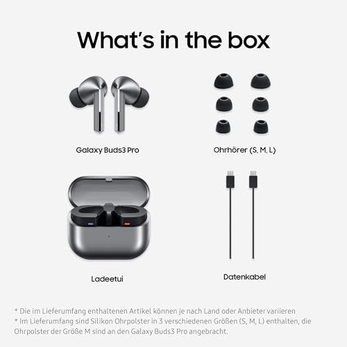 Samsung Galaxy Buds3 Pro Wireless Bluetooth Headphones, Active Noise Cancelling (ANC), Adaptive Noise Cancelling, 360 Audio, in-Ear Headphones with Hi-Fi Sound, Silver, Includes Anymode Clear Cover