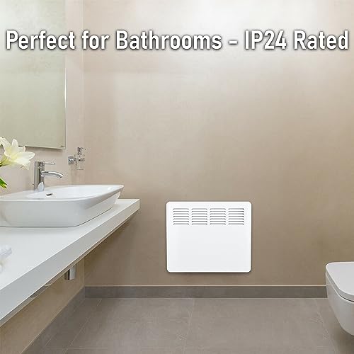 MYLEK Panel Heater 1KW Eco Smart WiFi App Radiator Electric Low Energy with Timer and Thermostat - Wall Mounted or Floor Standing, Bathroom Safe IP24 Rated for Homes, Offices and More (1000w)