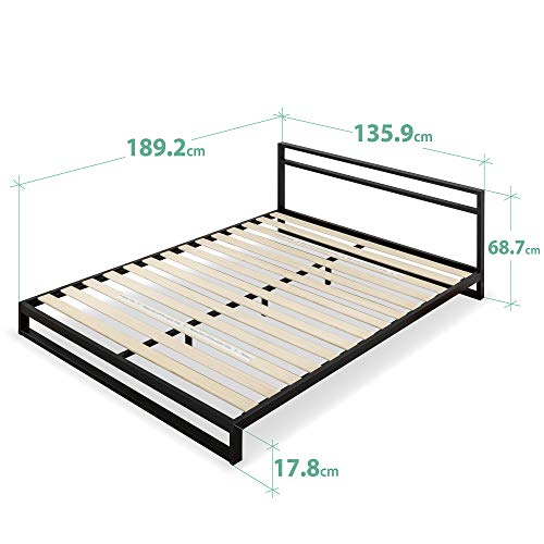 Zinus Trisha Queen Bed Frame Base with Headboard 18cm Steel - Heavy Duty Metal Frame Furniture - Black