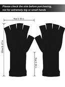 2 Pairs Unisex Fingerless Gloves Half Finger Stretchy Knit Gloves Lengthen Wrist Mittens Winter Warm Gloves, Black, Medium