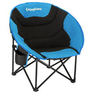 KingCamp Oversized Saucer Round Camping Chair Portable Padded Outdoor Folding Chair for Adult with Cup Holder Back Pocket Carry Bag, Support Up to 300lbs, Blue