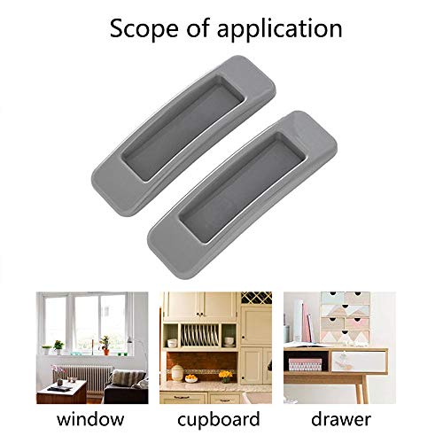 Self-Adhesive Sliding Door Handles, 2 PCS ABS Plastic Cabinet Drawer Window Handle for Indoor, Window, Bathroom Door, Kitchen Cabinet 11cmx3cm (Black)