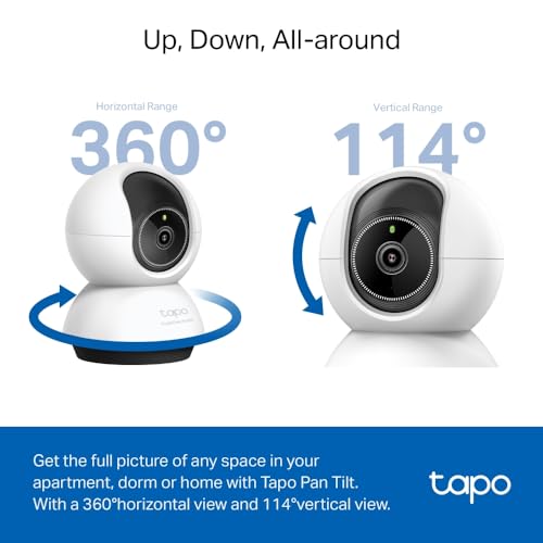 TP-Link Tapo Pan/Tilt AI Smart Home Security Wi-Fi Camera, Baby Monitor, 2K, 4MP, AI Detection & Notification, Night Vision, Two-Way Audio, Sound & Light Alarm, SD Card Slot, No hub Required (TC72)