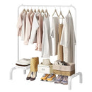 Metal Clothing Rack, Garment Rack for Hanging Clothes Portable Clothes Rack with Bottom Shelf for Hanging Shirts,Jeans and Coats (white)