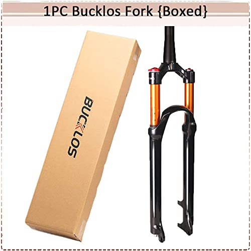 BUCKLOS 26/27.5/29 inch MTB Air Suspension Fork Travel 120mm, 1-1/8" Straight/Tapered Tube QR 11mm Manual Lockout XC AM Ultralight Mountain Bike Front Forks