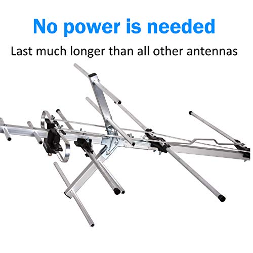 [Newest 2020] Five Star TV Antenna Outdoor Yagi Satellite HD Antenna with up to 200 Mile Range - Attic or Roof Mount TV Antenna, Long Range Digital OTA Antenna for 4K 1080P (Standard Kit Plus J Pole)