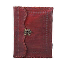 OVERDOSE Mehrab Brass C-Lock Leather Journal - Handmade Antique Stone Journal Diary Leather Sketchbook Drawing Notebook - 6 X 8 Inches | 15 X 20 cm | A5