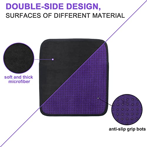 AngleKai Microfiber Bowling Ball Towels 3 Pack, 10" x 8" Bowling Towel Shammy Pad with Easy-Grip Dots Purple Bowling Cleaner Towel Non-Slip Microfiber Bowling Pad Bowling Accessories