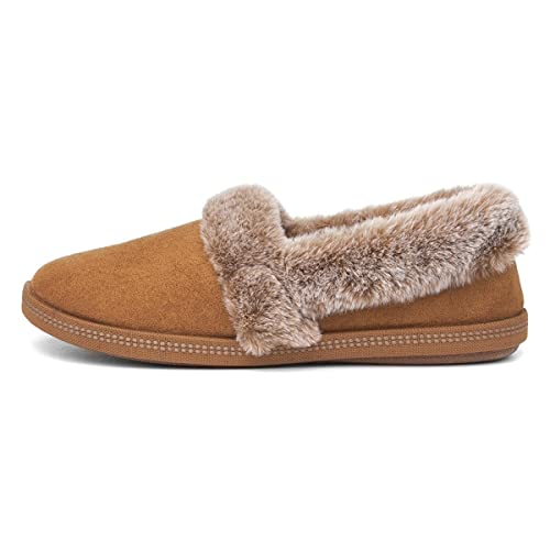 Skechers Cozy Campfire - Team Toasty, Women's Low-Top Slippers, Chestnut Microfiber Suede Faux Fur Line, 10 US