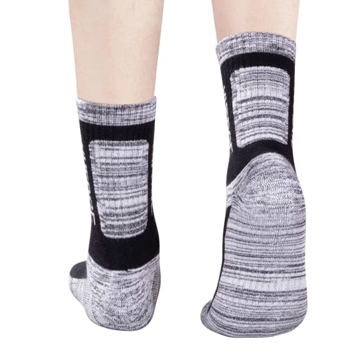 YUEDGE Mens Walking Hiking Socks Cotton Moisture Wicking Cushioned Training Athletic Sports Crew Socks for Men Size 9-11,5 Pairs Black