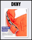 DKNY Baby Boys’ Snowsuit – Hooded Fleece Lined Warm Winter Jumpsuit – Zip Snow Pram for Newborns and Infants (0-24M), Size 24M, Orange