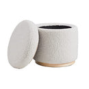 Linon Home Décor Cream Sherpa Round Storage Wooden Base by Linon Lexington Ottoman