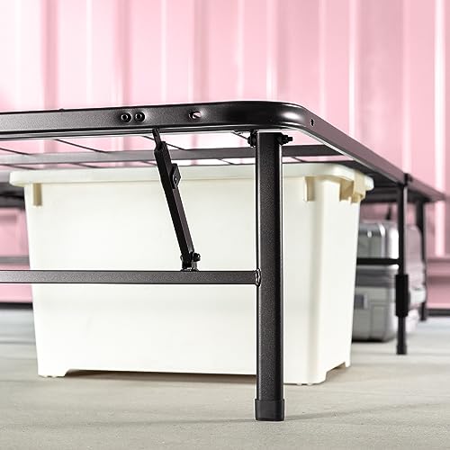 Zinus Smartbase Double Bed Base Frame /Foldable Premium Metal Heavy Duty Steel/Under Bed Storage/Folding Bedroom Furniture, Black