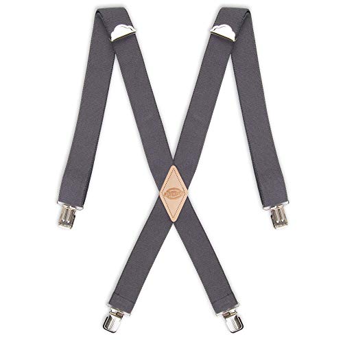 Dickies Men's 1 1/2 Inch Solid Straight Clip Suspender, Charcoal, One Size