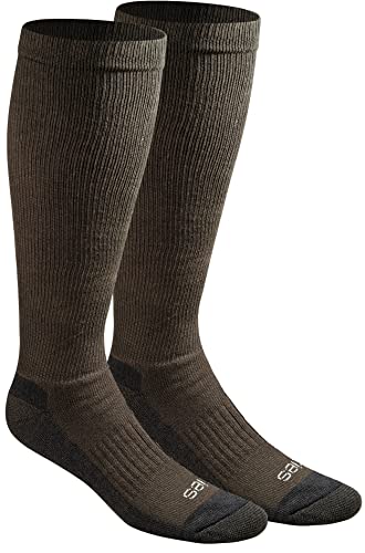 Dickies Men's Light Comfort Compression Over-the-Calf Socks, Essential Worker Brown (2 Pairs), 12-15