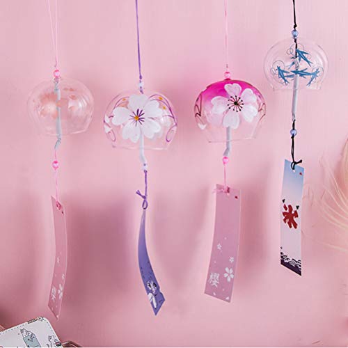 BESPORTBLE Glass Japanese Wind Chime Wind Bells Handmade Glass Japanese Style Pendant for Birthday Gift Outdoor or Indoor Home Decors (Pattern 1)