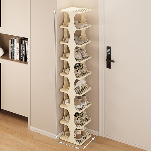 Shoe Rack 9 Tiers Tall Shoe Rack for Entryway 18-20 Pairs Shoe and Boots Organizer Storage Shelf Space Saving Large Shoe Tower Durable Black Metal Stackable Shoe Cabinet