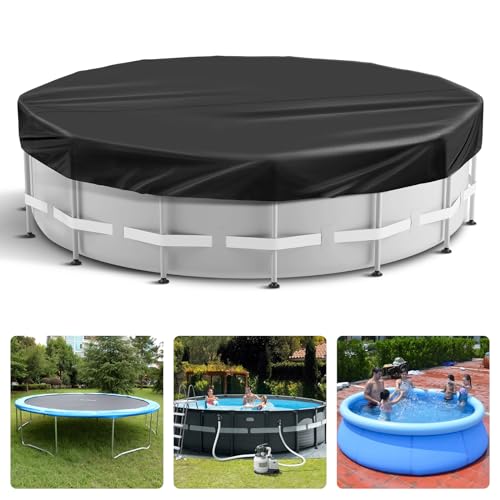 8 Ft Round Pool Cover Solar Cover for above Ground Pool with Pool Covers Accessories Swimming Round Solar Pool Covers for above Ground Pools Heavy-Duty Waterproof Dustproof(Black)