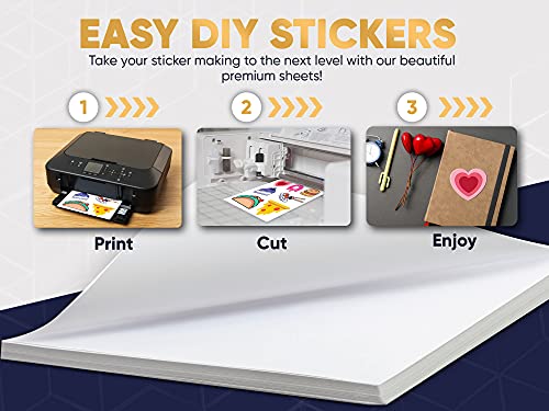 Avarrix Australia Printable Vinyl Sticker Paper for Inkjet Laser Printer, Glossy White, 100 Sheets, Waterproof Label Stickers, Printable Vinyl Sheets, Tear Resistant, Quick Dry Vibrant Colours, A4