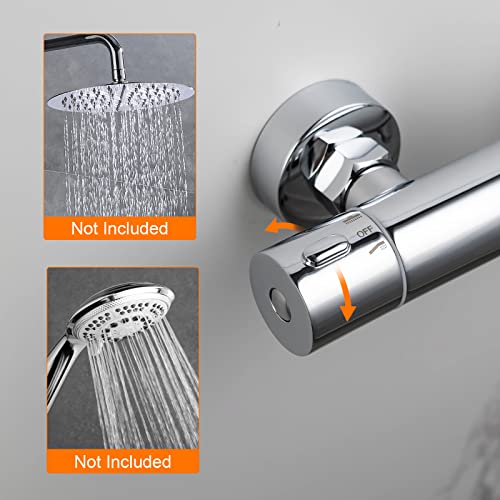 GRIFEMA G17005 Thermostatic Shower Mixer Bar Two Outlet, Wall Mounted Shower Mixer Tap,Anti-Scald, with TOP 3/4" and Bottom 1/2" BSP, Chrome,Silver