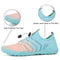 WateLves Water Shoes Mens Womens Beach Swim Shoes Quick-Dry Aqua Socks Pool Shoes for Surf Yoga Water Aerobics, G/Pink/Blue, 8.5 Women/7 Men