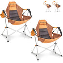 KingCamp Hammock Camping Chair Swinging Rocking Chair for Adults Portable Folding Chair Hold Up to 264 lbs Carrying Bag Cup Holder for Lawn Beach Camp Outside(Brown/2-pack)