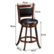 Giantex Bar Stools Set of 2, 61 cm Accent Wooden Swivel Barstool Backed Dining Chair, Fabric Upholstered 360 Degree Swivel, PVC Cushioned Seat, Perfect for Home Kitchen Dining Living Room, Espresso