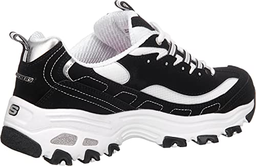 Skechers Sport Women's D'Lites Biggest Fan Fashion Sneaker, Biggest Fan Black/White, 10 M US