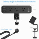 Yundian Desk Power Board with USB, Power Strip USB Surge Protector, 3 AC Outlets, 2 USB C Ports, 2 USB A Ports, 2M Extension Cord, 10A/2500W, USB Power Strip Switch for Home and Office Use - Black