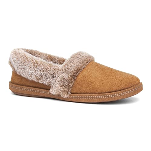 Skechers Cozy Campfire - Team Toasty, Women's Low-Top Slippers, Chestnut Microfiber Suede Faux Fur Line, 10 US