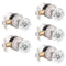 Orger 5 Pack Glass Door Knobs for Hallway and Closet, Crystal Passage Door Knobs with Round Diamond Shape, Non-Locking Interior Door Handles, Round Rosette with Satin Nickel Finish