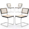 seonyou Rattan Mid Century Modern Dining Chairs Set of 4, Dining Room Chairs with Rattan Solid Wood Backrest and Sturdy Metal Leg, Woven Black Cane Back Kitchen Chairs