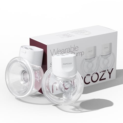 Momcozy Hands-Free Breast Pump S12 Pro, Wearable Pump with Comfortable Double-Sealed Flange 24mm, 3 Modes & 9 Levels Electric Breast Pump Portable for Easy Pumping, Smart Display (White, 2 Count)