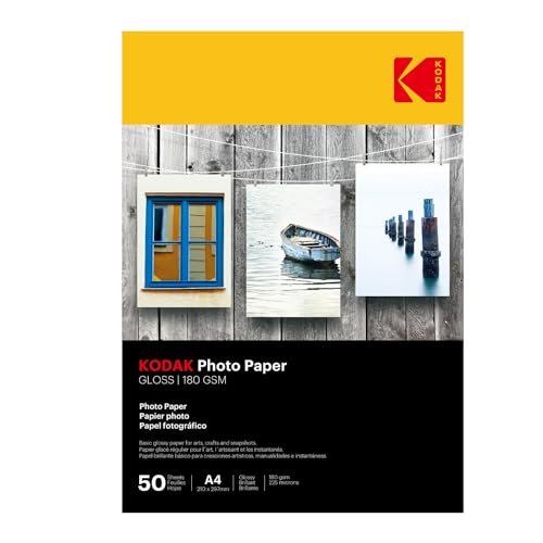 Kodak 180GSM 50 Sheets Gloss Instant Dry 180gsm A4 Photo Paper, (5740-513)