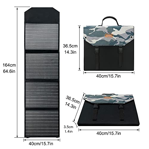 100W Foldable Solar Panel with Kickstand, Portable Solar Panel Charger, Compatible with Power Station, with QC3.0, USB-C, DC Outputs 18V for Camping/RV/Outdoor Boat/Phone/Tablet (100W, Black Camo)