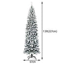 7.5FT Artificial Slim Christmas Tree, Snow Flocked Hinged Pine Xmas Tree, 641 PVC Tips, Sturdy Metal Base, Hinged Construction, Indoor and Outdoor Christmas Decoration, Easy Set Up