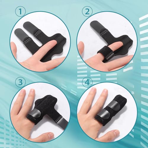 4pcs Finger Splints,Finger Support Brace Finger Splint Broken Finger Stabilizer for Straightening Arthritis Fingers Broken and Strained Arthritis H HOME-MART (Black)