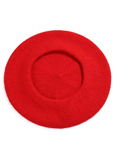 SATINIOR Beret Hat Kids Beret French Beanie Cap Artist Wool Hat Girls Beret Artist Costume for Children Kids Girls, Red, 50 to 54 cm