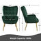 Yaheetech Velvet Armchair, Modern Accent Chair High Back, Living Room Chairs with Golden Metal Legs and Soft Padded, Tufted Sofa Chairs for Home Office/Bedroom/Dining Room, Green