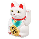 4 Inch Arm Waving Fortune Cat Battery Powered, Hand Waving Welcoming Cat Chinese Lucky Cat Decor for Home Desk Ornament Gift Giving