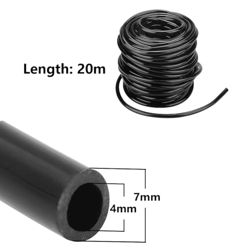 Joyzan Garden Watering Tube, I.D 4mm/O.D 7mm Blank Distribution Tubing Drip Irrigation Hose Water Tube Line Heavy Duty Supply Pipe DIY for Lawn Agriculture Hydroponics Misting System Automatic Black