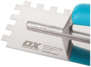 OX Trade Notched Stainless Steel Tiling Trowel - 12mm, Blue/Silver