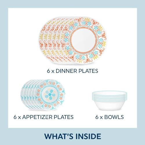 Corelle Terracotta Dreams Dinnerware Set, 18 Piece, 6 x 26cm Dinner Plate, 6 x 17cm Bread & Butter Plate, 4 x 532mL Soup/Cereal Bowl