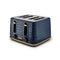 Tower T20061MNB Empire 4-Slice Toaster with Defrost/Stop, Removable Crumb Tray, 1600W, Midnight Blue with Brass Accents